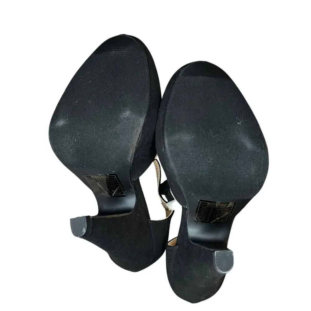 ModCloth Black Suede T Strap Platform Heels 5W Rockabilly Pinup Retro - Picture 5 of 5